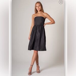 Lavender Brown NEW Madelyn Black Strapless Midi Dress size small